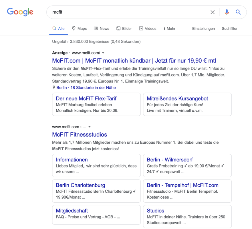 Suchergebnisse für Suche nach „mcfit“ bei Google